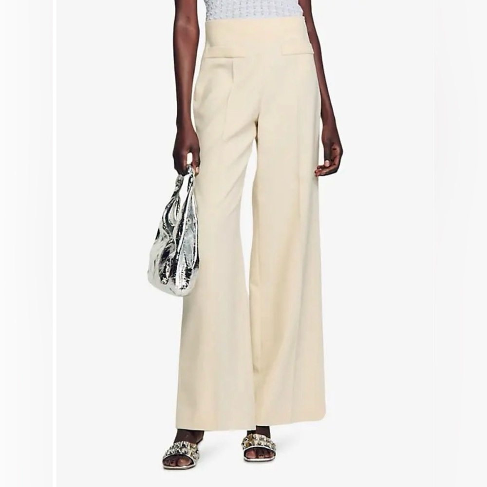 SANDRO Bonn Wide-Leg High-Rise Woven-Blend Trousers